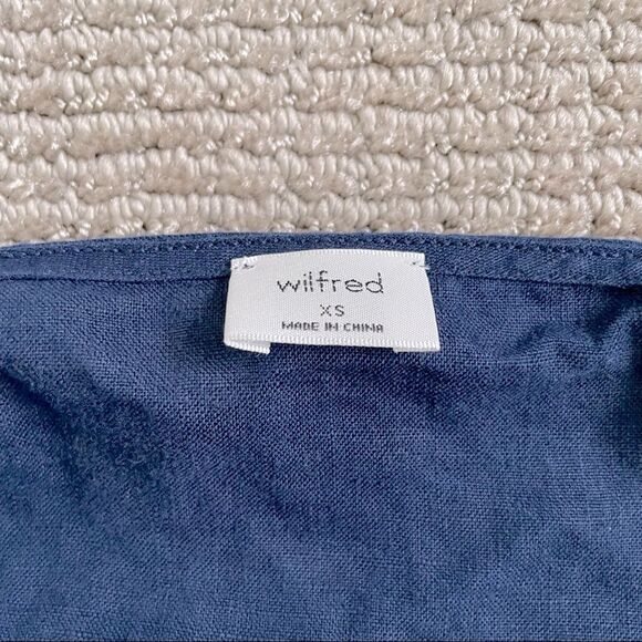 Aritzia Wilfred Linen Tie-Front Crop Top Blouse XS - Navy Blue - Picture 5 of 8